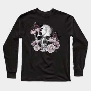 Tribe skull art design with roses Long Sleeve T-Shirt